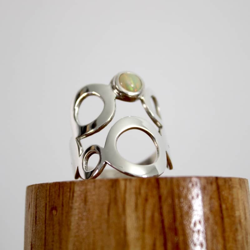 n°11•Bague Géométrique Bulle Opale