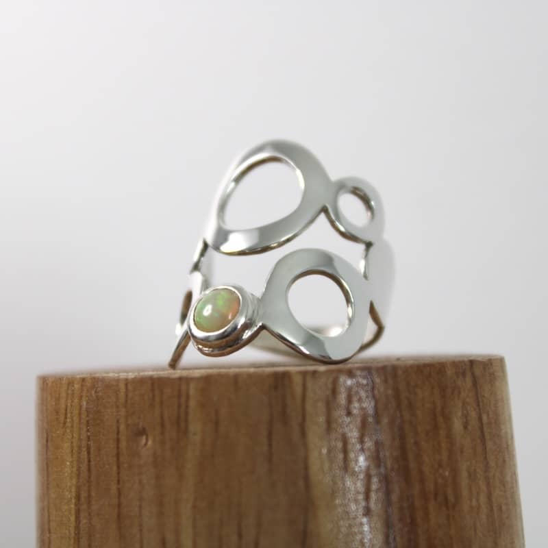 n°11•Bague Géométrique Bulle Opale