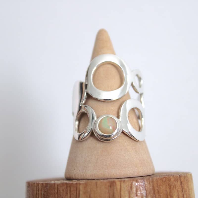 n°11•Bague Géométrique Bulle Opale