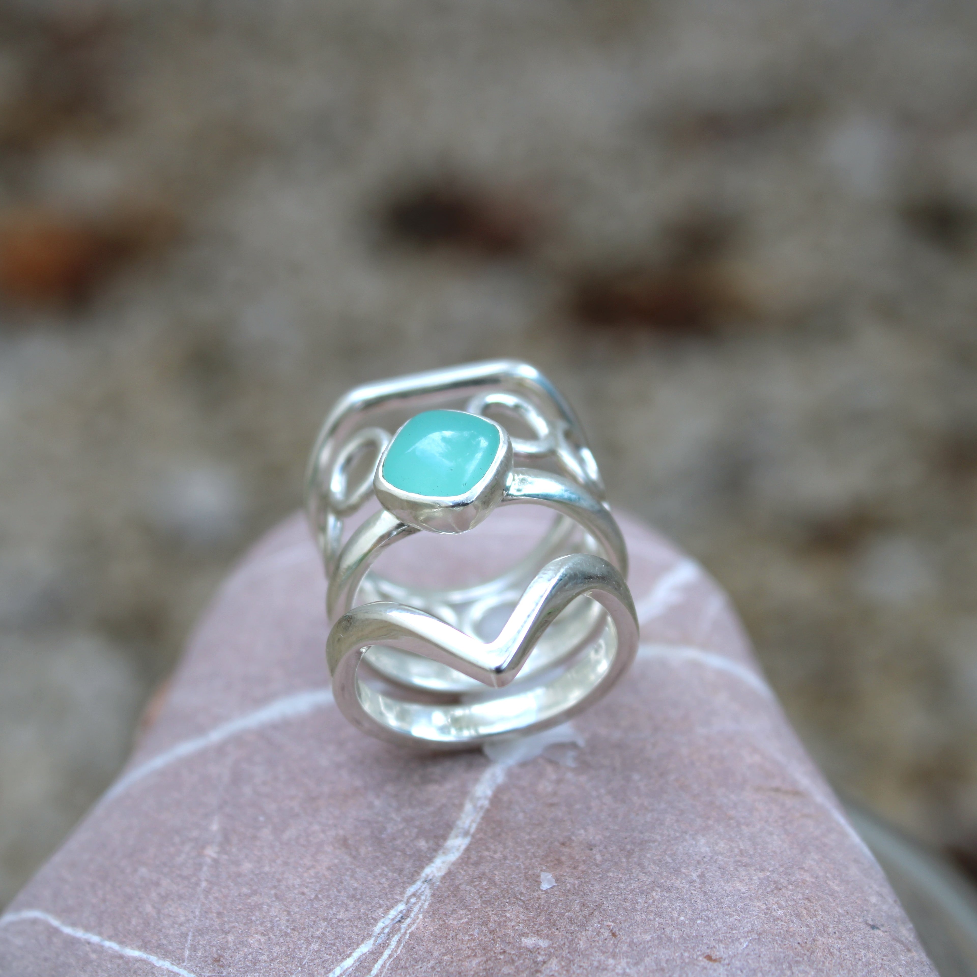 n°121•Bague Multiple Calcédoine Modulable.