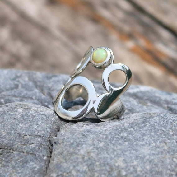 n°11•Bague Géométrique Bulle Opale